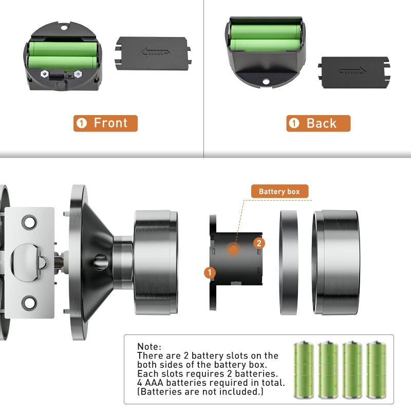 Signstek Keyless Entry Door Lock, Door Knob with Keypad, Smart Code Door Lock, Mute Mode, Passage Function, Easy to Install, Satin Nickel - Image 5